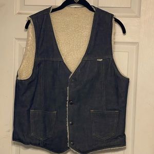 Vintage Willie NELSON 70's Sherpa Lined Denim Vest Size Men's USA Medium